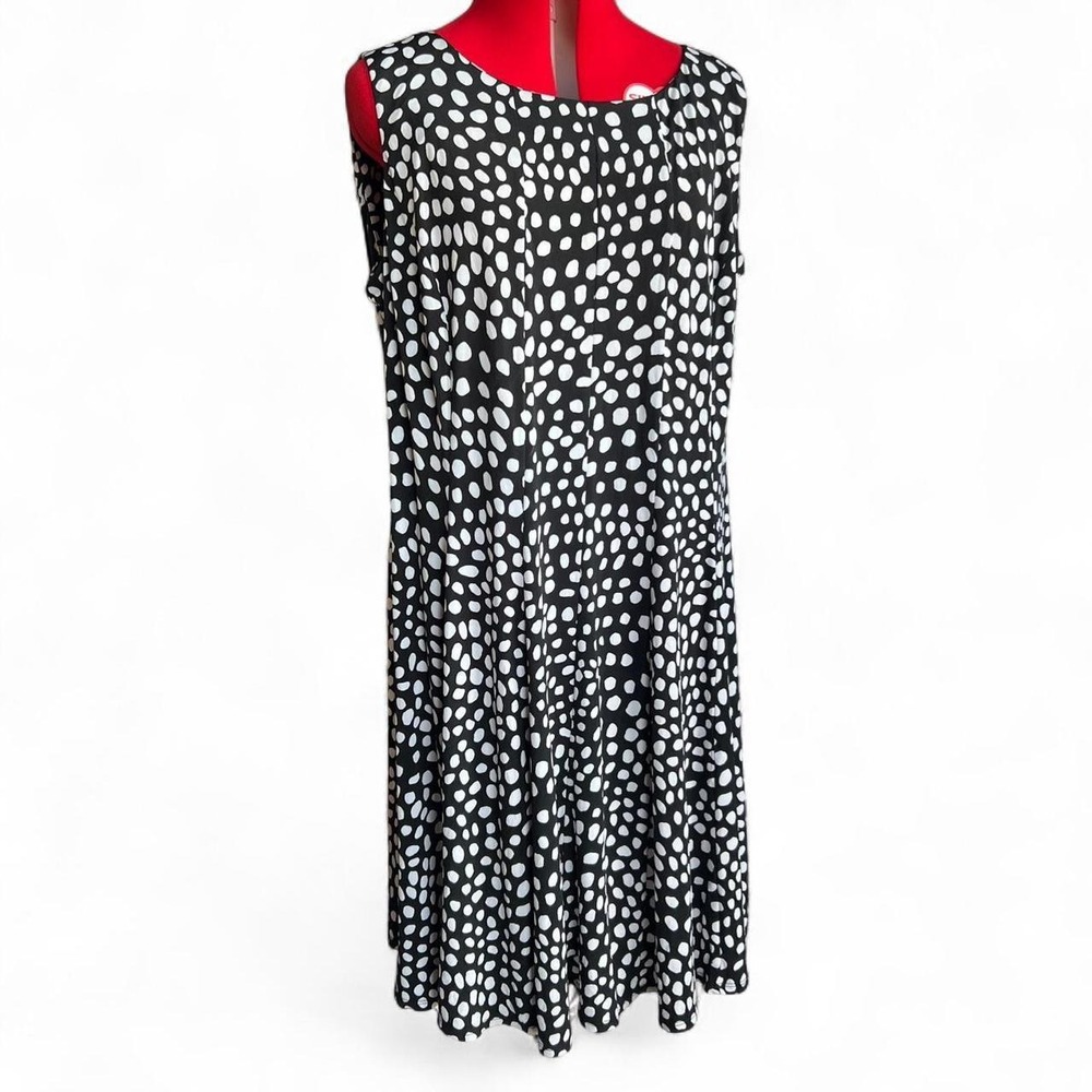 DN Design Black & White Polka Dot Sleeveless Dress Flowy Dress Plus Size 20W